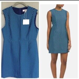 DVF Diane Von Furstenberg Shift Dress 12 Blue Madyson Geo Print Modern, Retro